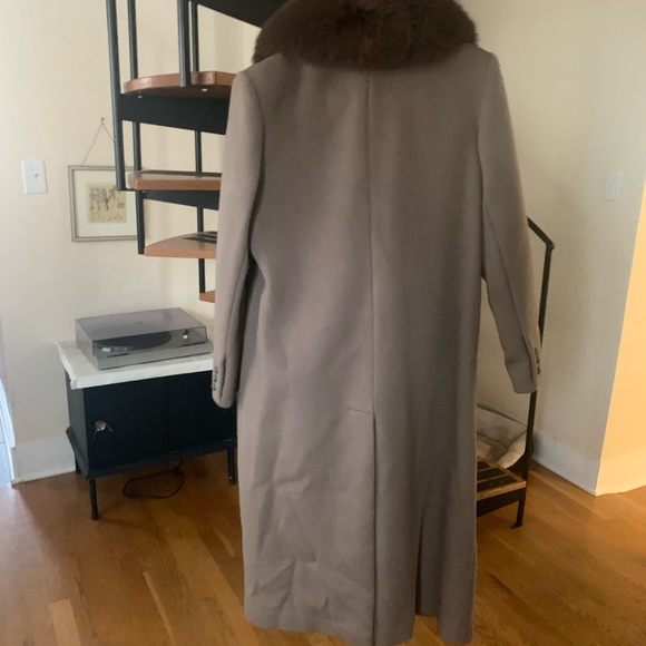 Vintage long wool coat with fur trim - Picture 4 of 8